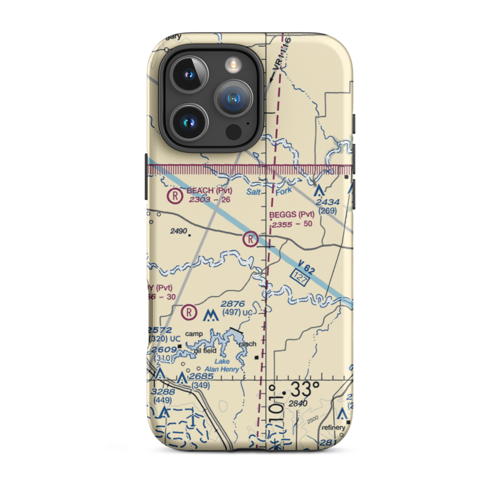 Beggs Ranch Airport (9TX6) VFR Sectional  Tough iPhone Case iPhone 16 Pro Max model shown