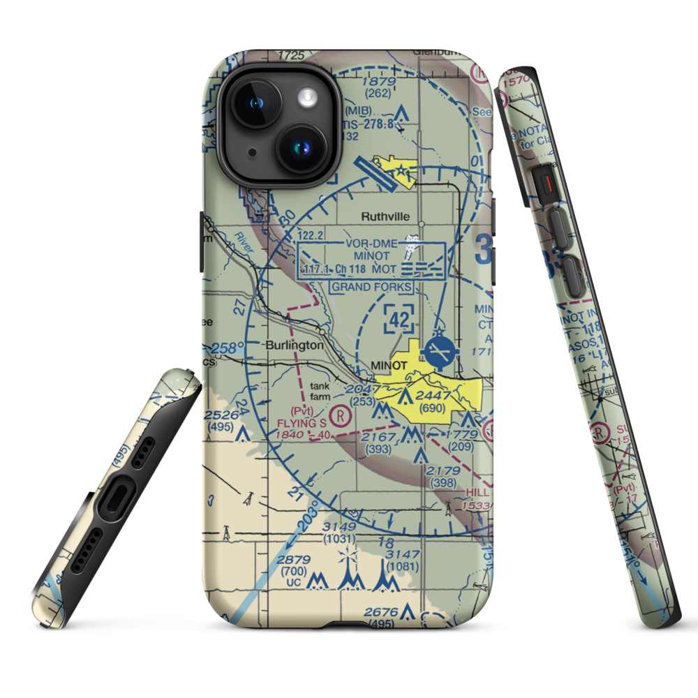 Behrens Airstrip (NA30) VFR Sectional  Tough iPhone Case iPhone 15 Plus model shown
