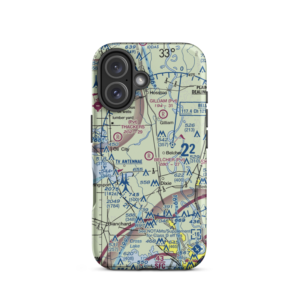 Belcher Airpatch Airport (0LA3) VFR Sectional  Tough iPhone Case iPhone 16 model shown