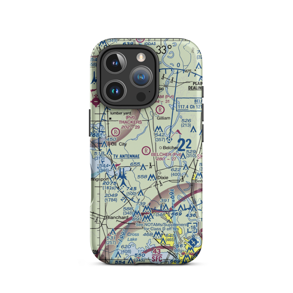 Belcher Airpatch Airport (0LA3) VFR Sectional  Tough iPhone Case iPhone 16 Pro model shown