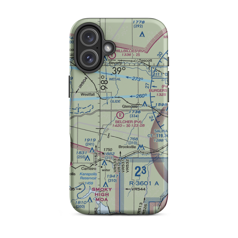 Belcher Airport (SN28) VFR Sectional  Tough iPhone Case iPhone 16 Plus model shown