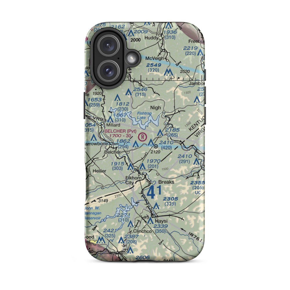 Belcher Regional Airport (57KY) VFR Sectional  Tough iPhone Case iPhone 16 Plus model shown