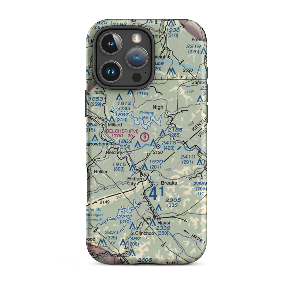 Belcher Regional Airport (57KY) VFR Sectional  Tough iPhone Case iPhone 16 Pro Max model shown