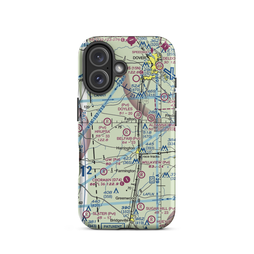 Belfair Airport (DE32) VFR Sectional  Tough iPhone Case iPhone 16 model shown