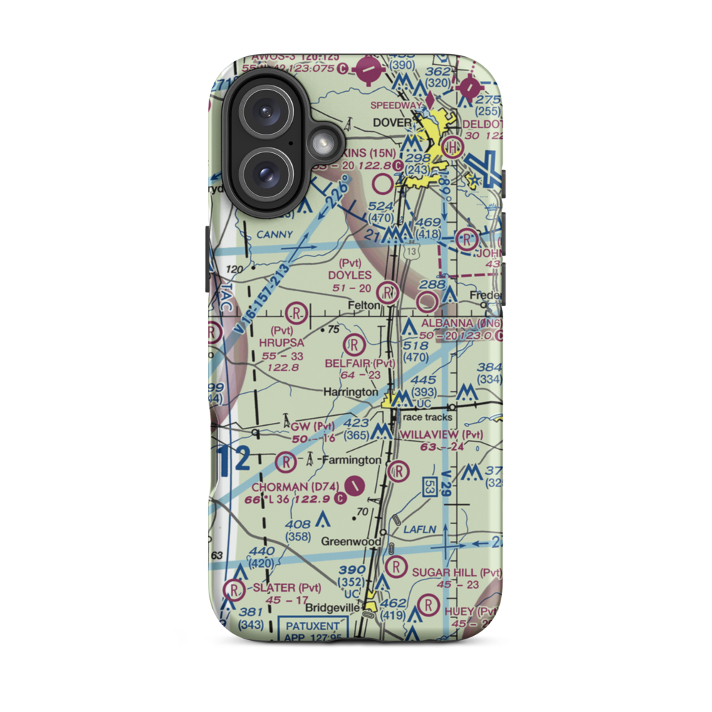 Belfair Airport (DE32) VFR Sectional  Tough iPhone Case iPhone 16 Plus model shown