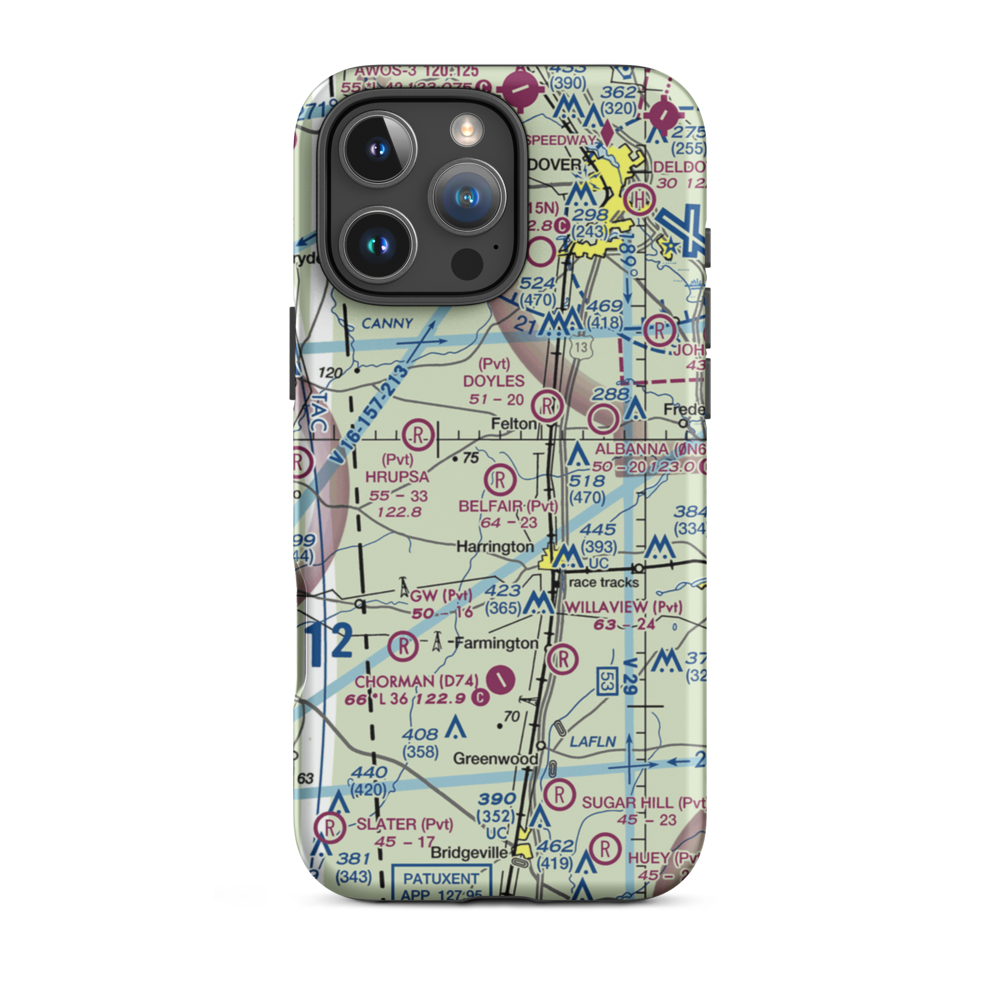 Belfair Airport (DE32) VFR Sectional  Tough iPhone Case iPhone 16 Pro Max model shown