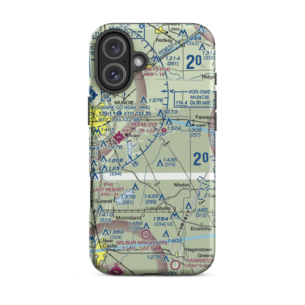 Belknap-Icarus Acres Airport (1IN0) VFR Sectional  Tough iPhone Case iPhone 16 Plus model shown