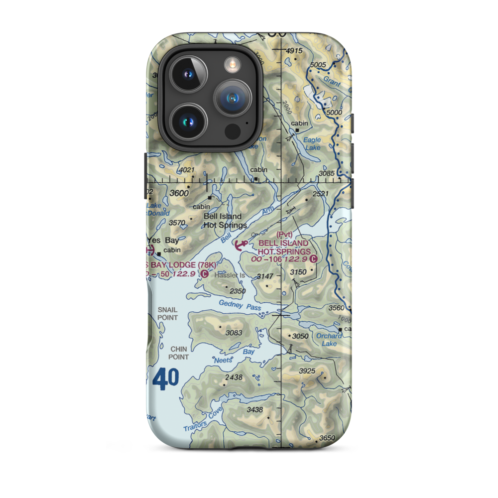 Bell Island Hot Springs Seaplane Base (KBE) VFR Sectional  Tough iPhone Case iPhone 16 Pro Max model shown