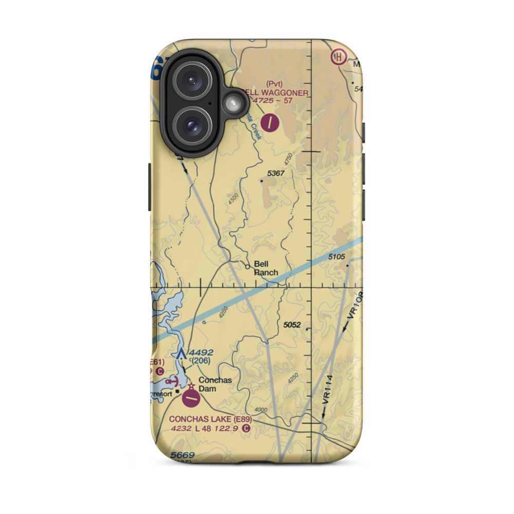 Bell Ranch Headquarters Airport (NM33) VFR Sectional  Tough iPhone Case iPhone 16 Plus model shown