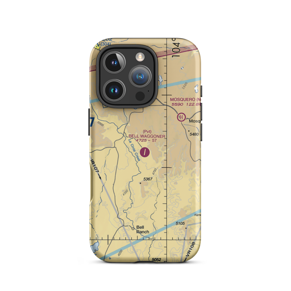 Bell Ranch Waggoner Airport (NM32) VFR Sectional  Tough iPhone Case iPhone 16 Pro model shown