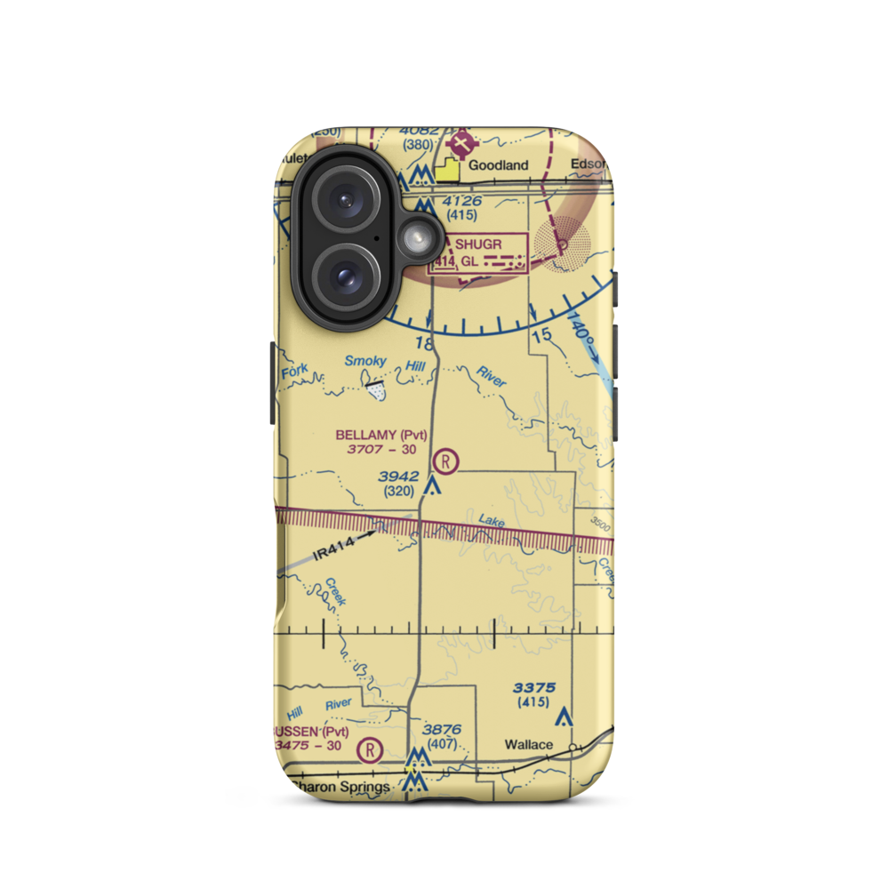 Bellamy Farm Airport (27KS) VFR Sectional  Tough iPhone Case iPhone 16 model shown
