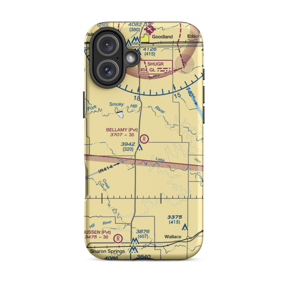 Bellamy Farm Airport (27KS) VFR Sectional  Tough iPhone Case iPhone 16 Plus model shown