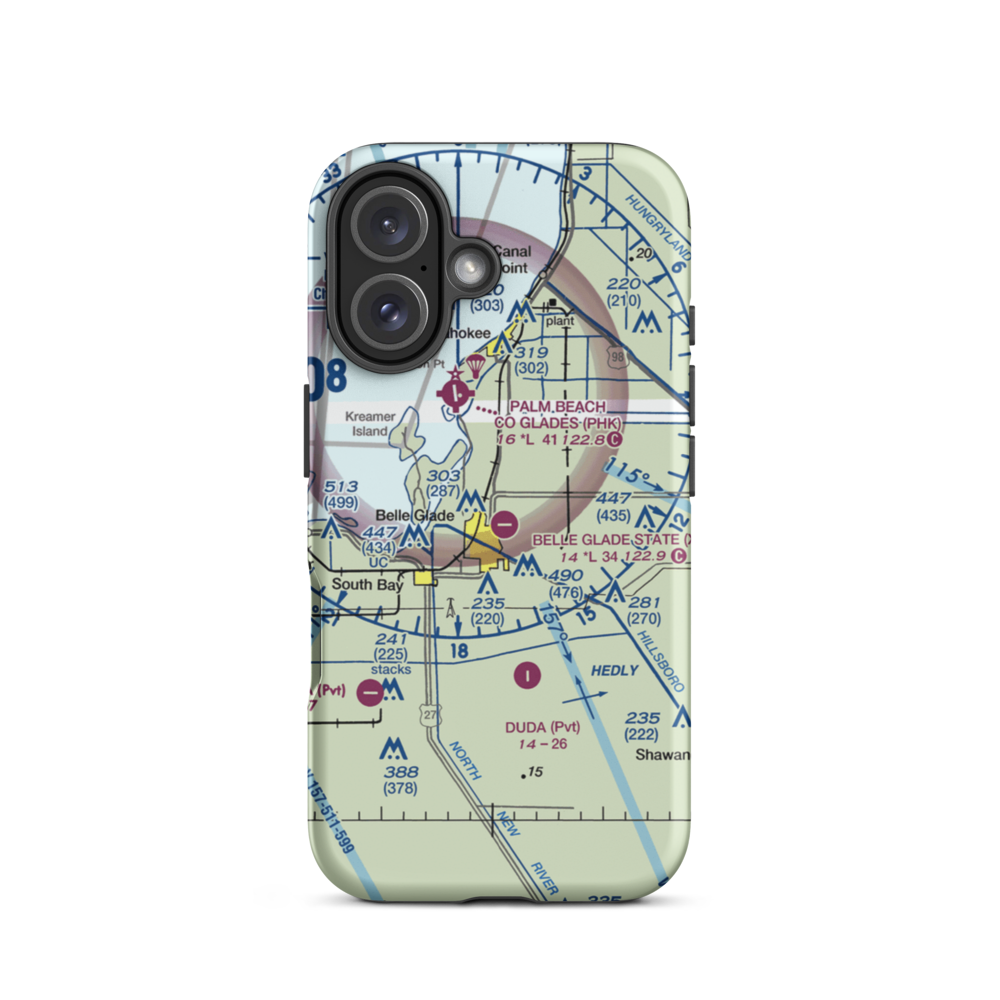 Belle Glade State Municipal Airport (X10) VFR Sectional  Tough iPhone Case iPhone 16 model shown