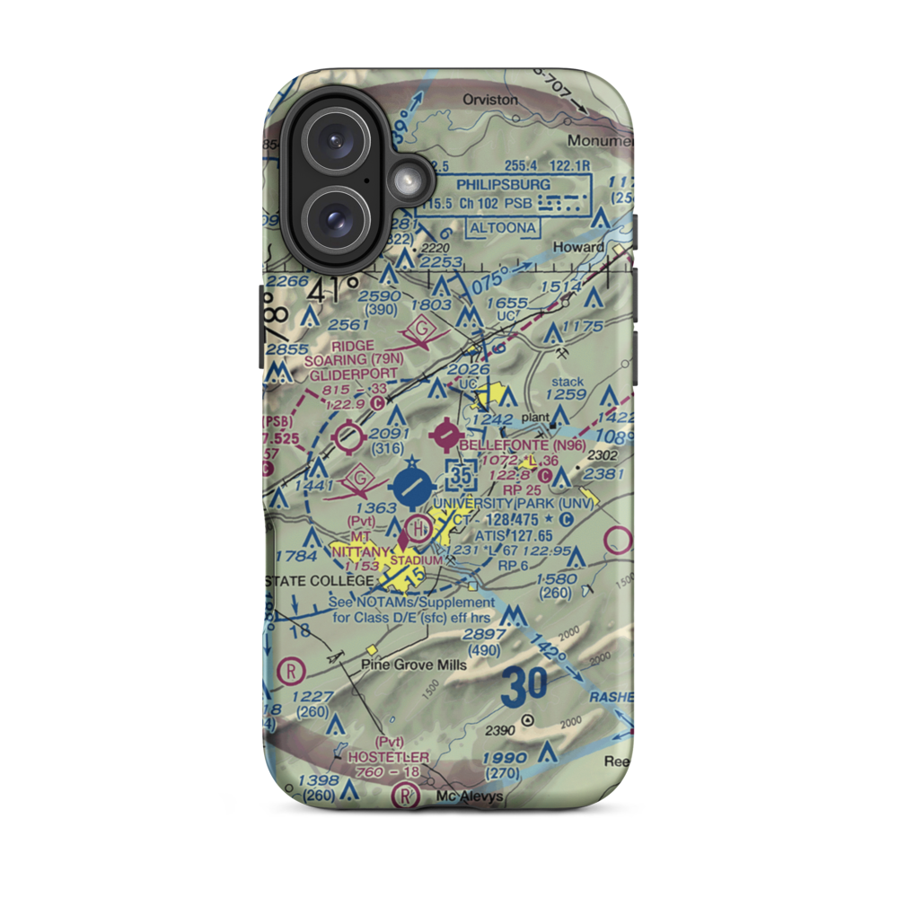 Bellefonte Airport (N96) VFR Sectional  Tough iPhone Case iPhone 16 Plus model shown