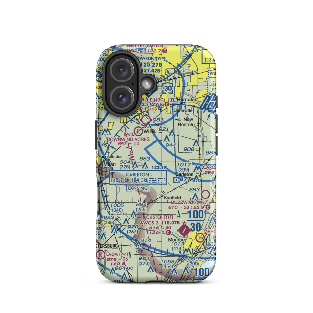 Belleville (Johnston) Airport (71MI) VFR Sectional  Tough iPhone Case iPhone 16 model shown