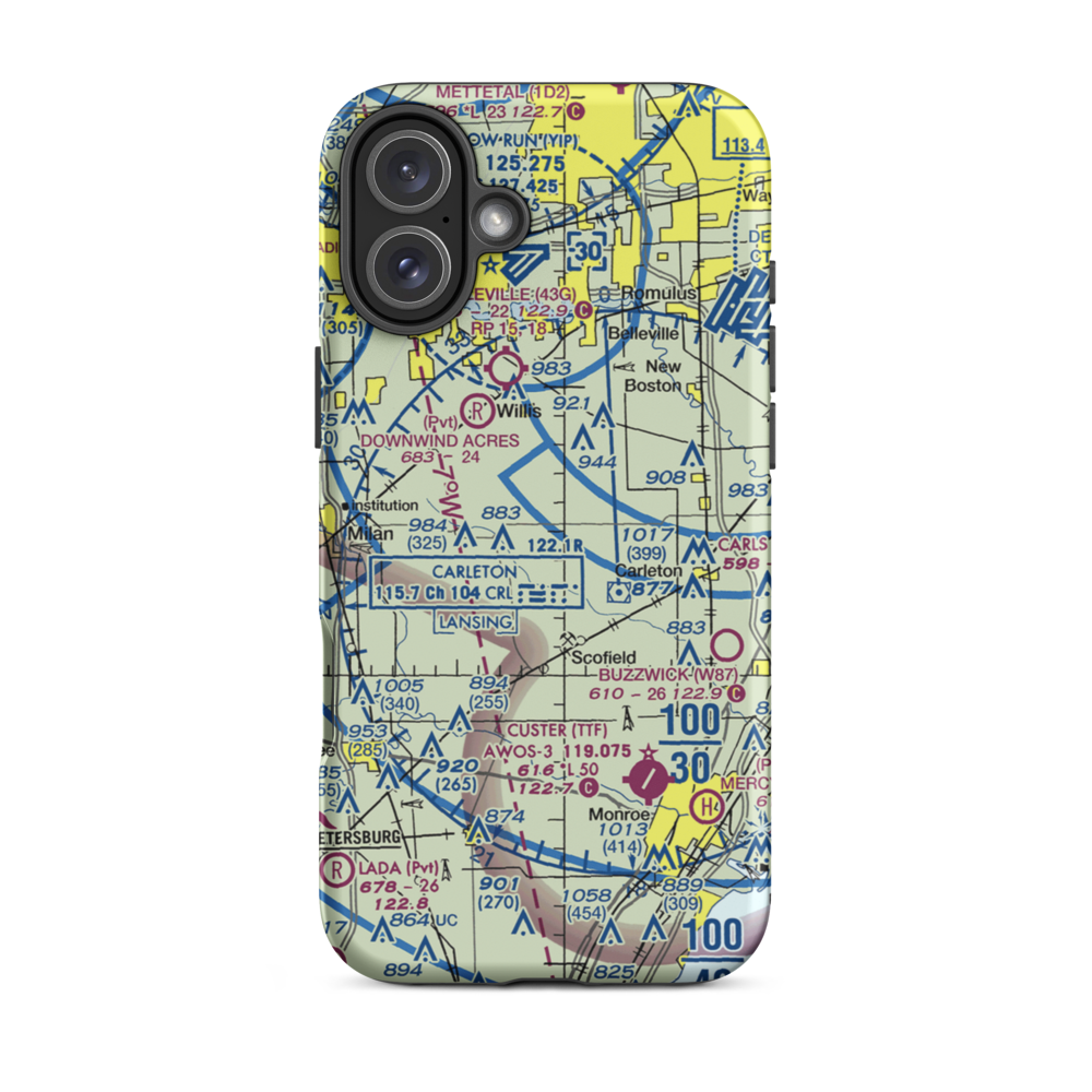 Belleville (Johnston) Airport (71MI) VFR Sectional  Tough iPhone Case iPhone 16 Plus model shown