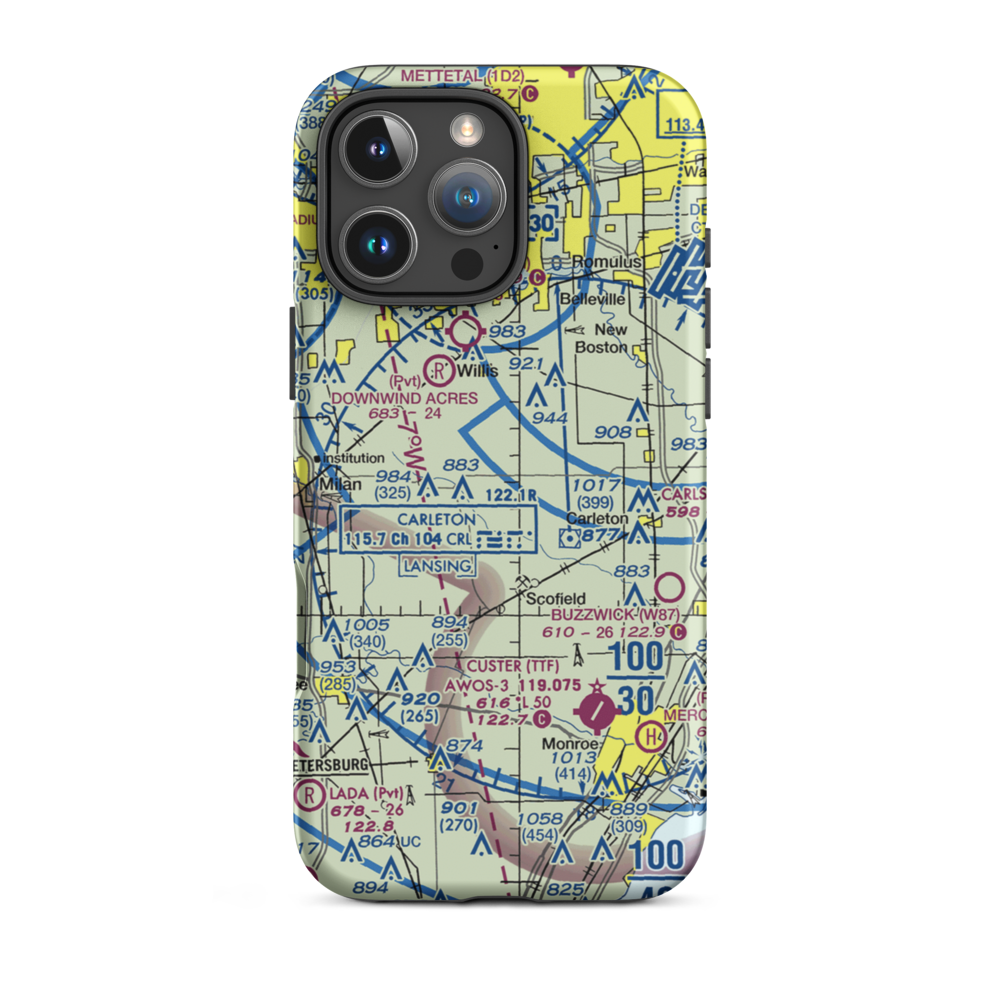 Belleville (Johnston) Airport (71MI) VFR Sectional  Tough iPhone Case iPhone 16 Pro Max model shown