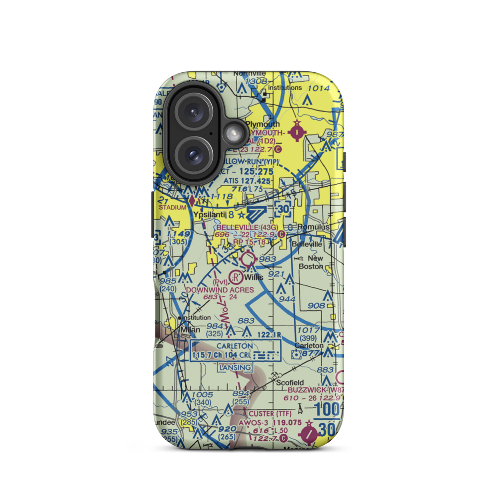 Belleville Airport (43G) VFR Sectional  Tough iPhone Case iPhone 16 model shown