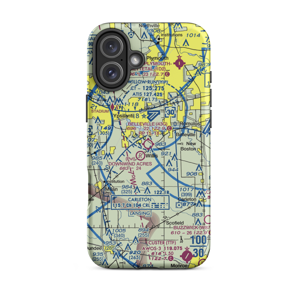 Belleville Airport (43G) VFR Sectional  Tough iPhone Case iPhone 16 Plus model shown