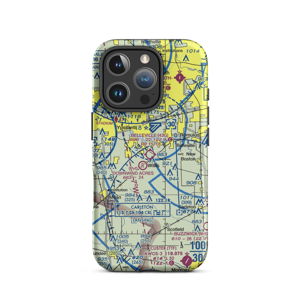 Belleville Airport (43G) VFR Sectional  Tough iPhone Case iPhone 16 Pro model shown