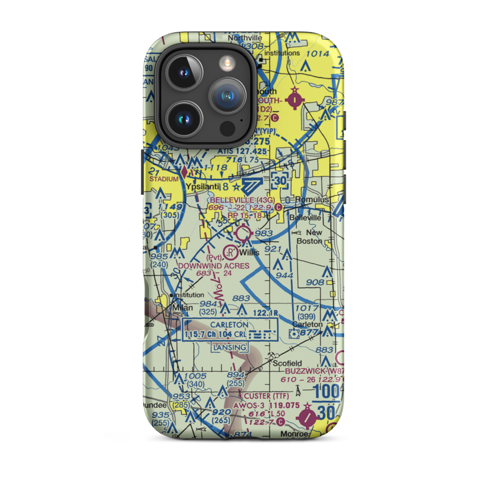 Belleville Airport (43G) VFR Sectional  Tough iPhone Case iPhone 16 Pro Max model shown