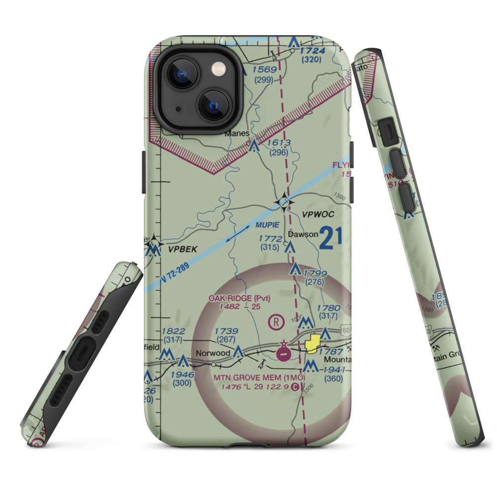 Belly Acres Ranch Airport (22MO) VFR Sectional  Tough iPhone Case iPhone 14 Plus model shown