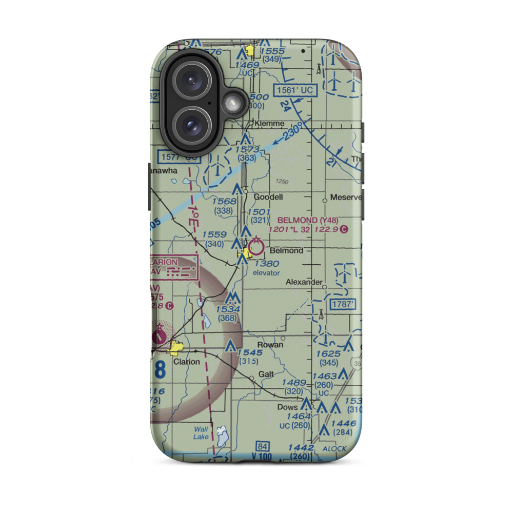 Belmond Municipal Airport (Y48) VFR Sectional  Tough iPhone Case iPhone 16 Plus model shown