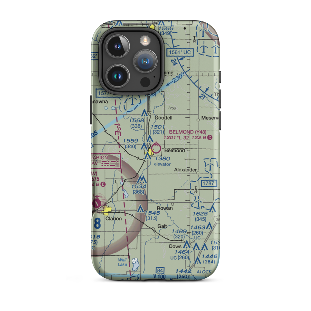 Belmond Municipal Airport (Y48) VFR Sectional  Tough iPhone Case iPhone 16 Pro Max model shown