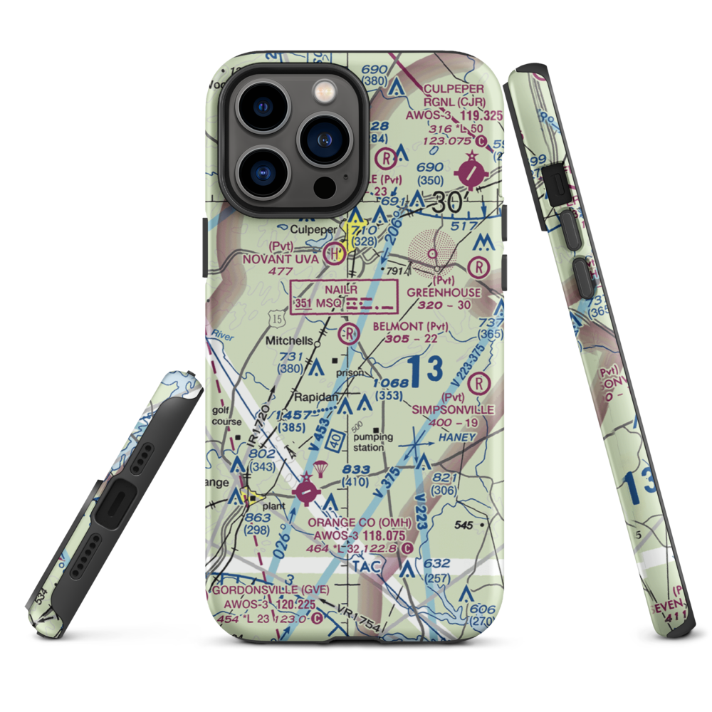Belmont Farm Airport (88VA) VFR Sectional  Tough iPhone Case iPhone 13 Pro Max model shown