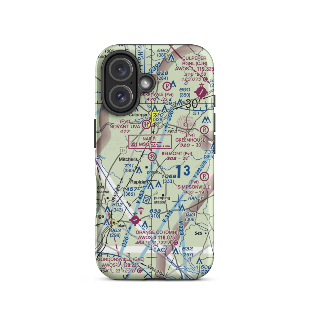 Belmont Farm Airport (88VA) VFR Sectional  Tough iPhone Case iPhone 16 model shown