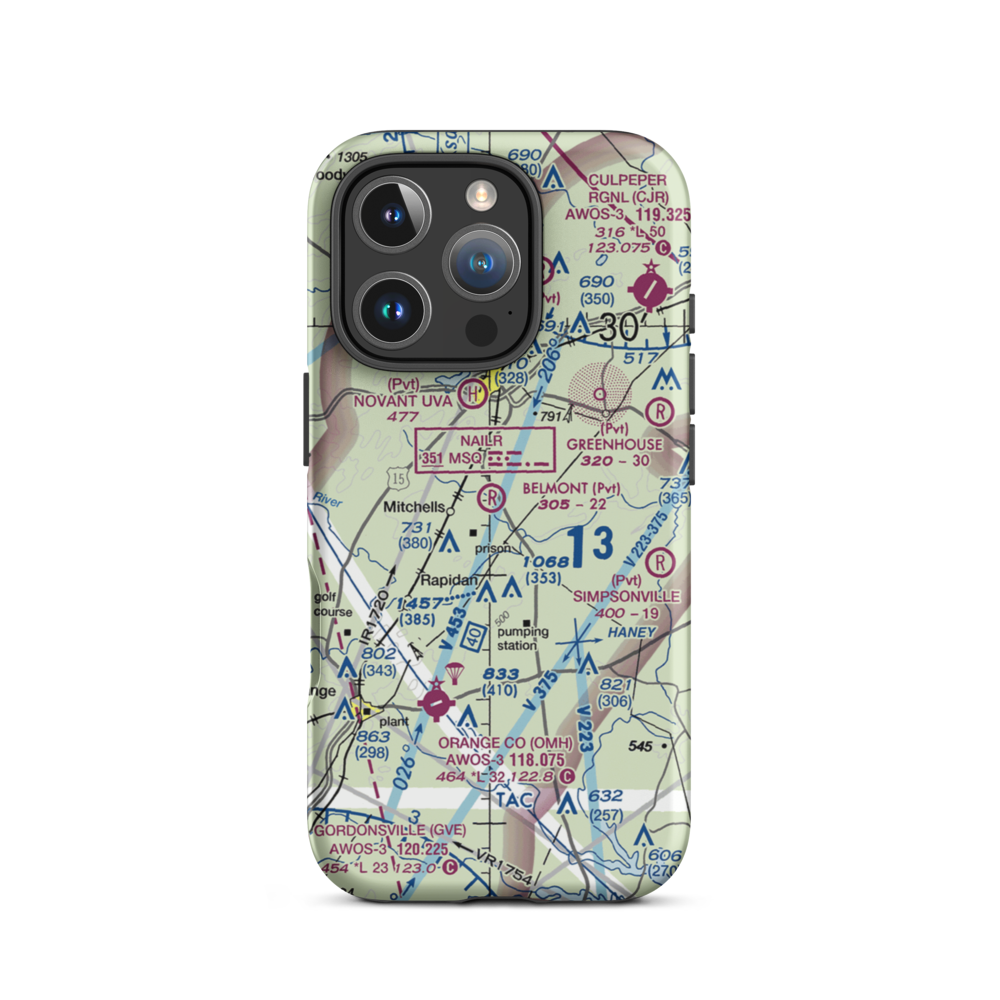 Belmont Farm Airport (88VA) VFR Sectional  Tough iPhone Case iPhone 16 Pro model shown