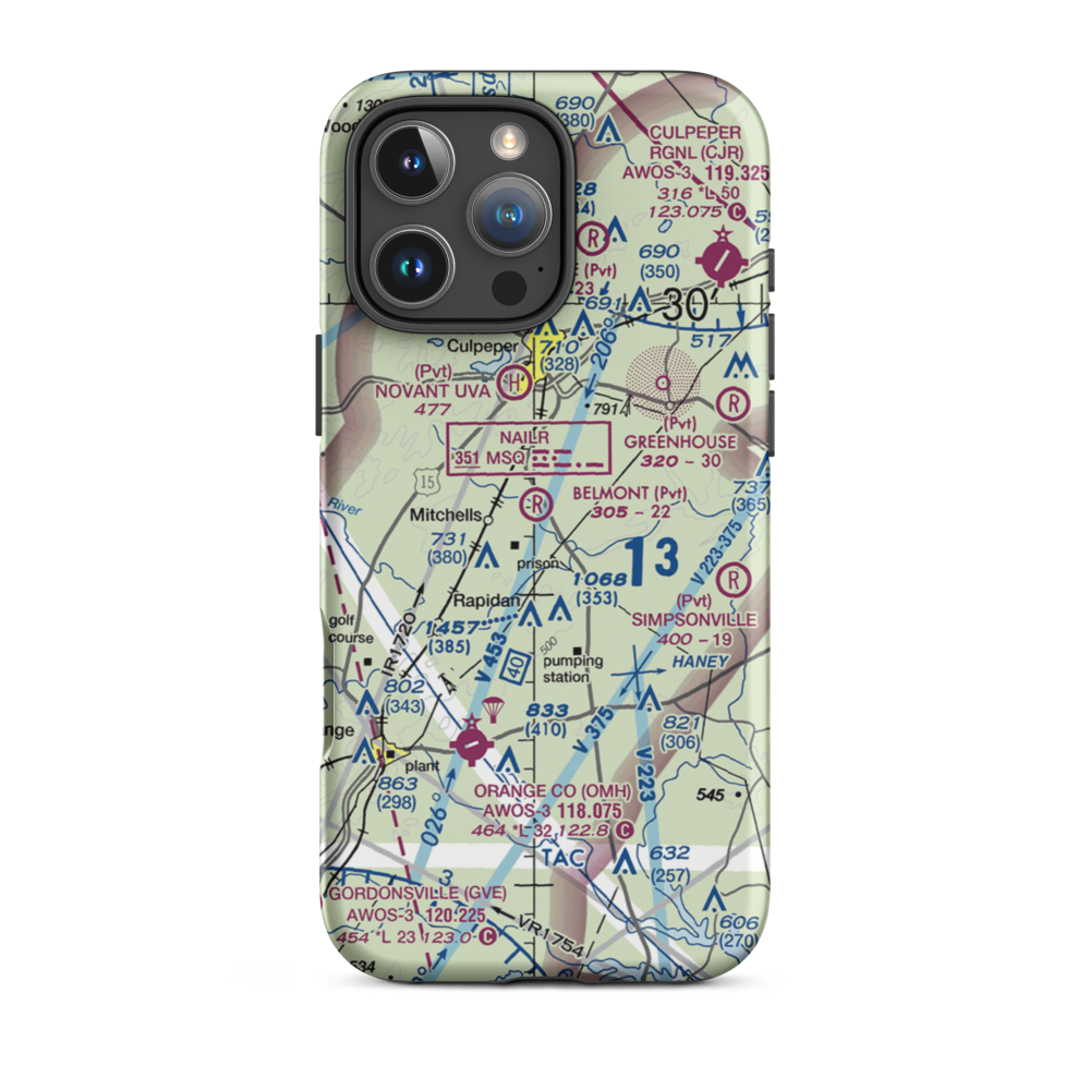 Belmont Farm Airport (88VA) VFR Sectional  Tough iPhone Case iPhone 16 Pro Max model shown