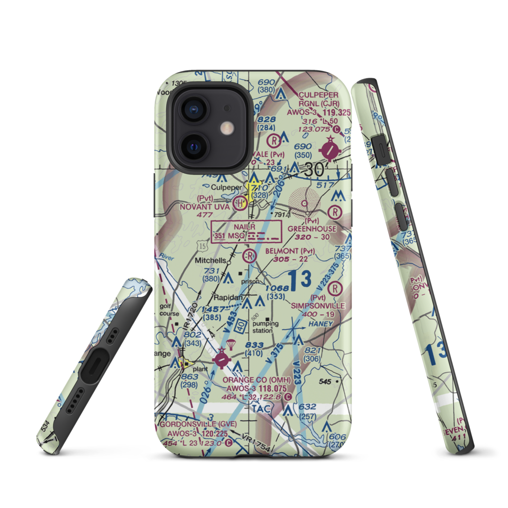 Belmont Farm Airport (88VA) VFR Sectional  Tough iPhone Case iPhone 12 model shown