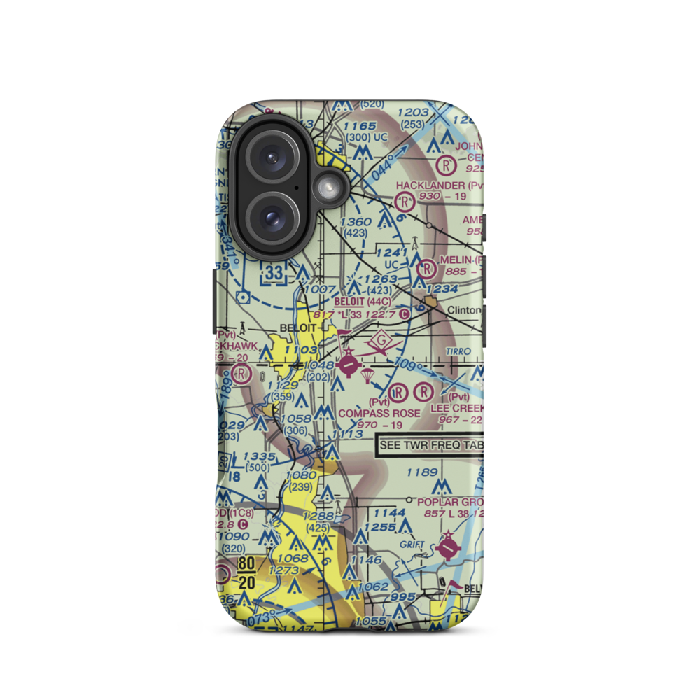 Beloit Airport (44C) VFR Sectional  Tough iPhone Case iPhone 16 model shown