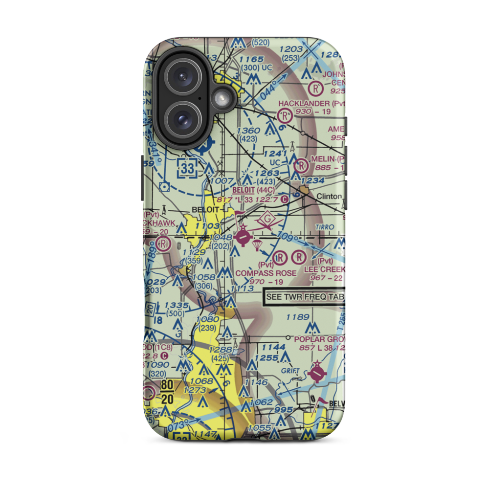 Beloit Airport (44C) VFR Sectional  Tough iPhone Case iPhone 16 Plus model shown
