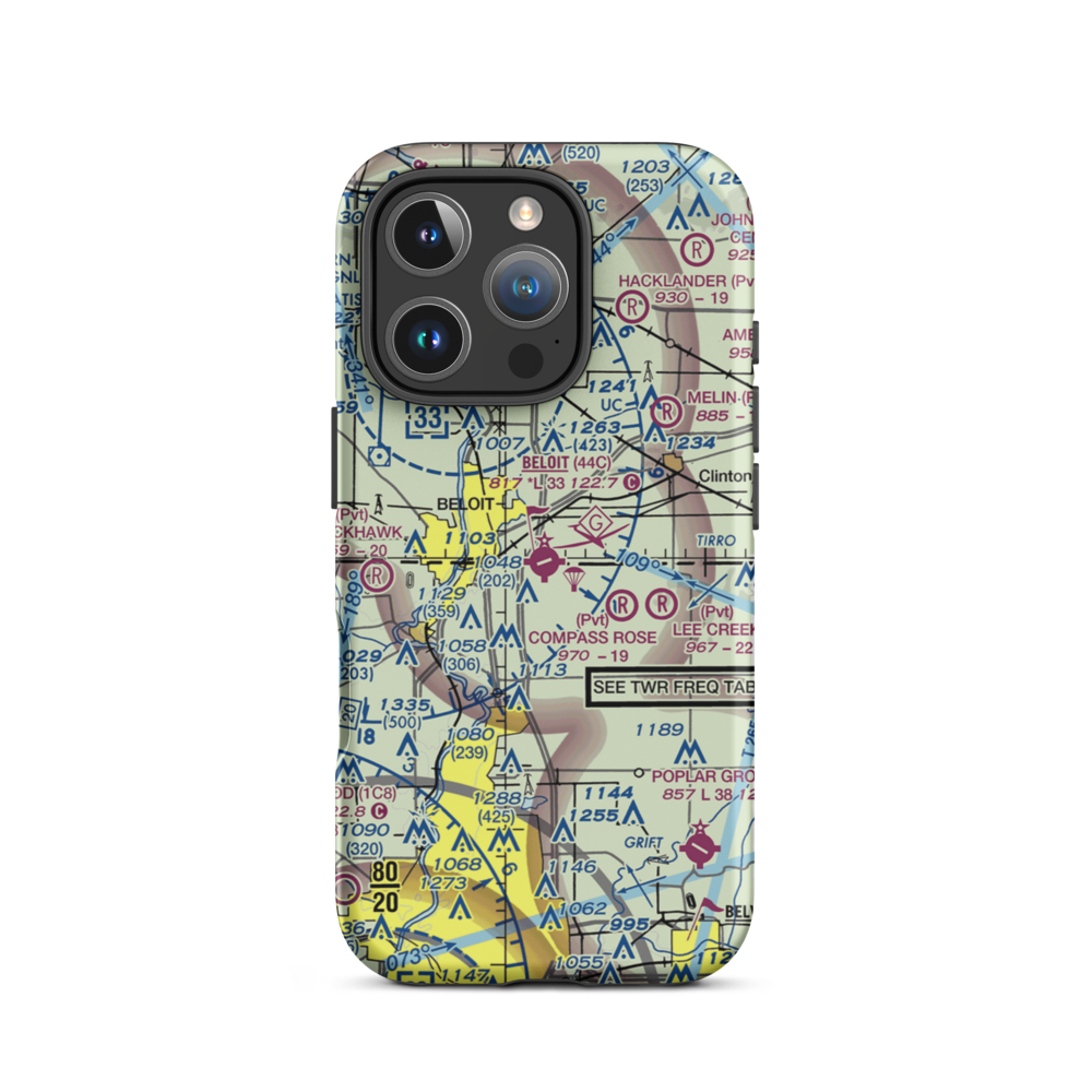 Beloit Airport (44C) VFR Sectional  Tough iPhone Case iPhone 16 Pro model shown