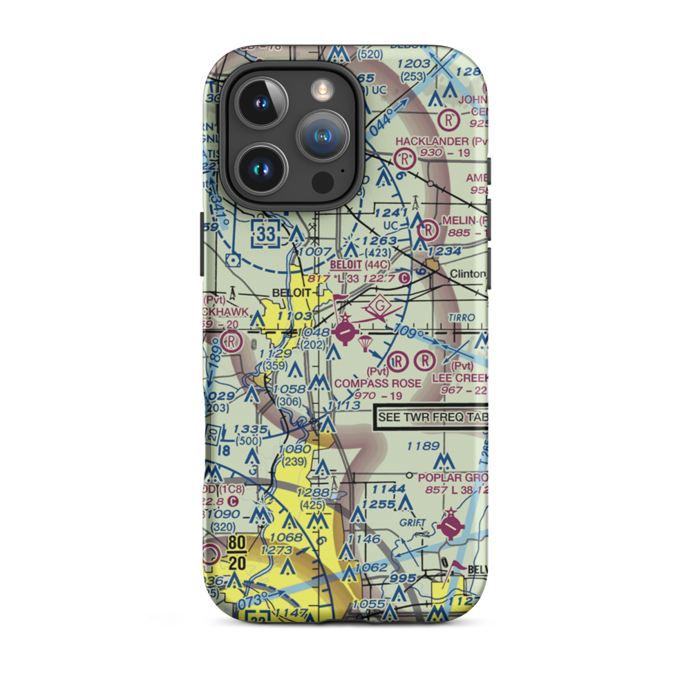 Beloit Airport (44C) VFR Sectional  Tough iPhone Case iPhone 16 Pro Max model shown