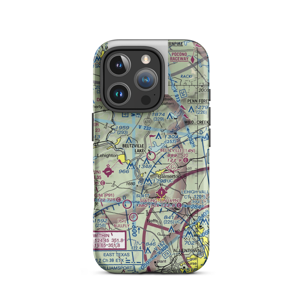 Beltzville Airport (14N) VFR Sectional  Tough iPhone Case iPhone 16 Pro model shown