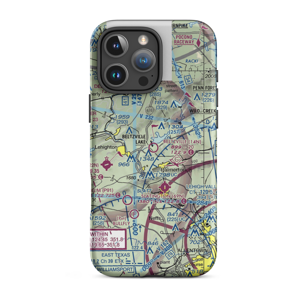 Beltzville Airport (14N) VFR Sectional  Tough iPhone Case iPhone 16 Pro Max model shown