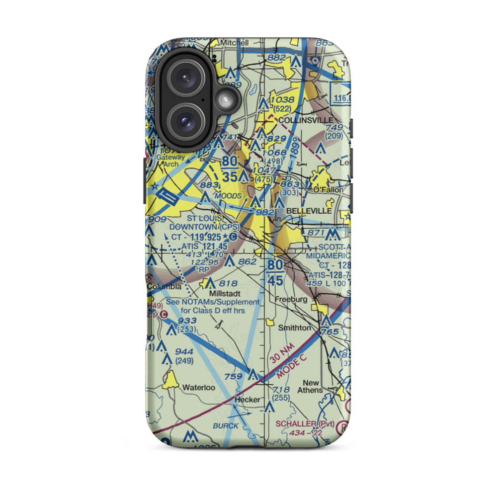 Ben Emge Airport (2IL7) VFR Sectional  Tough iPhone Case iPhone 16 Plus model shown