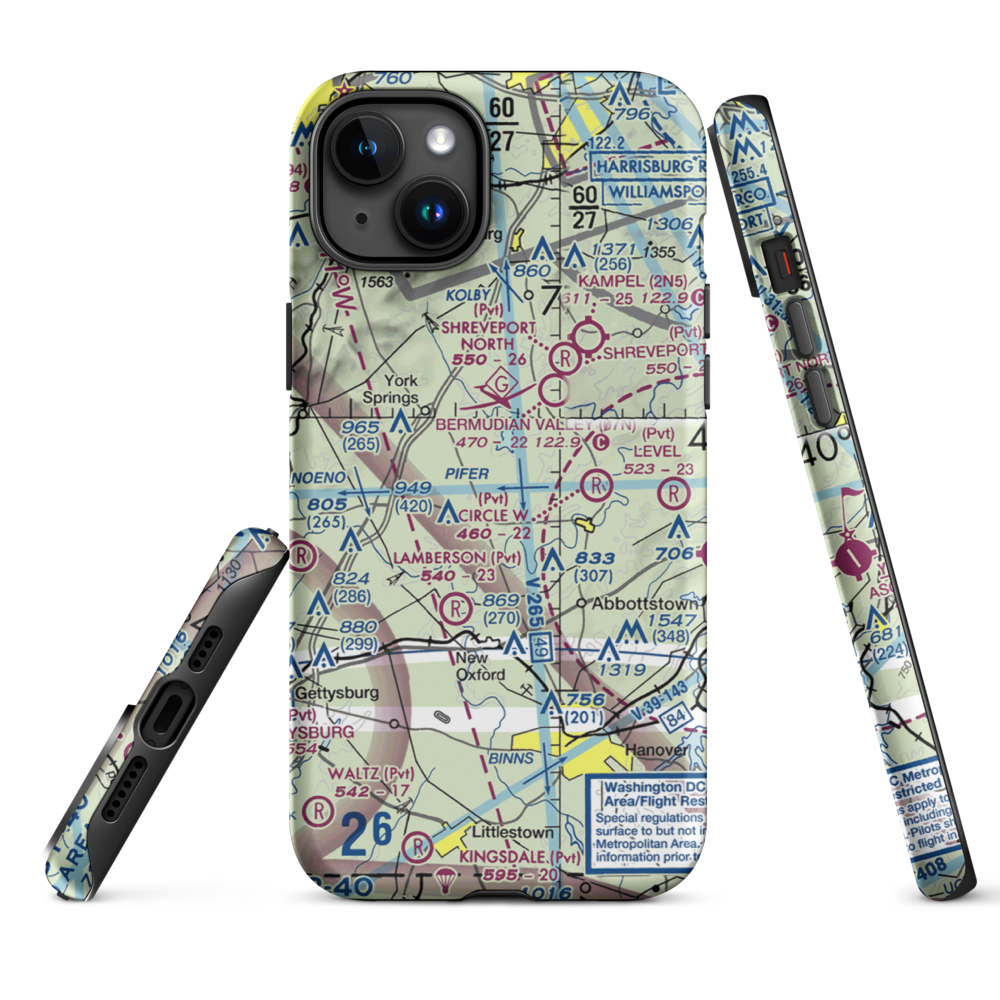 Ben's Landing Ultralightport (PA89) VFR Sectional  Tough iPhone Case iPhone 15 Plus model shown