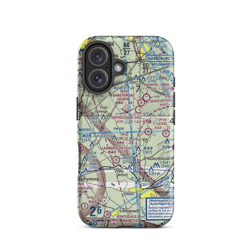 Ben's Landing Ultralightport (PA89) VFR Sectional  Tough iPhone Case iPhone 16 model shown