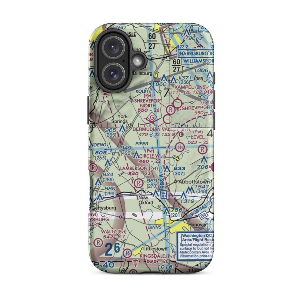 Ben's Landing Ultralightport (PA89) VFR Sectional  Tough iPhone Case iPhone 16 Plus model shown