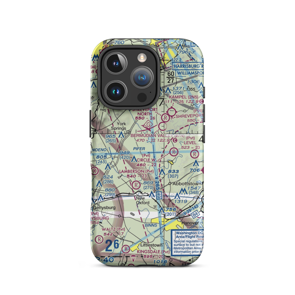 Ben's Landing Ultralightport (PA89) VFR Sectional  Tough iPhone Case iPhone 16 Pro model shown