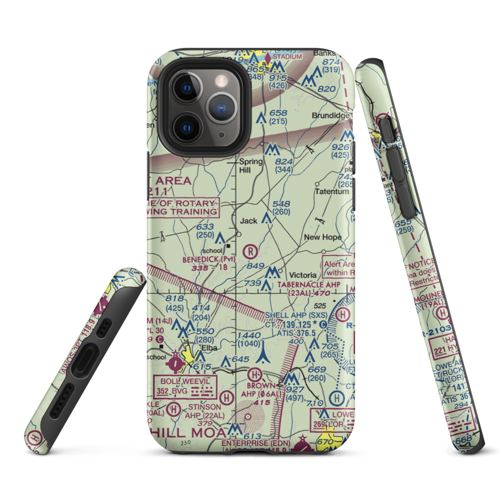 Benedick Airport (AL37) VFR Sectional  Tough iPhone Case iPhone 11 Pro model shown