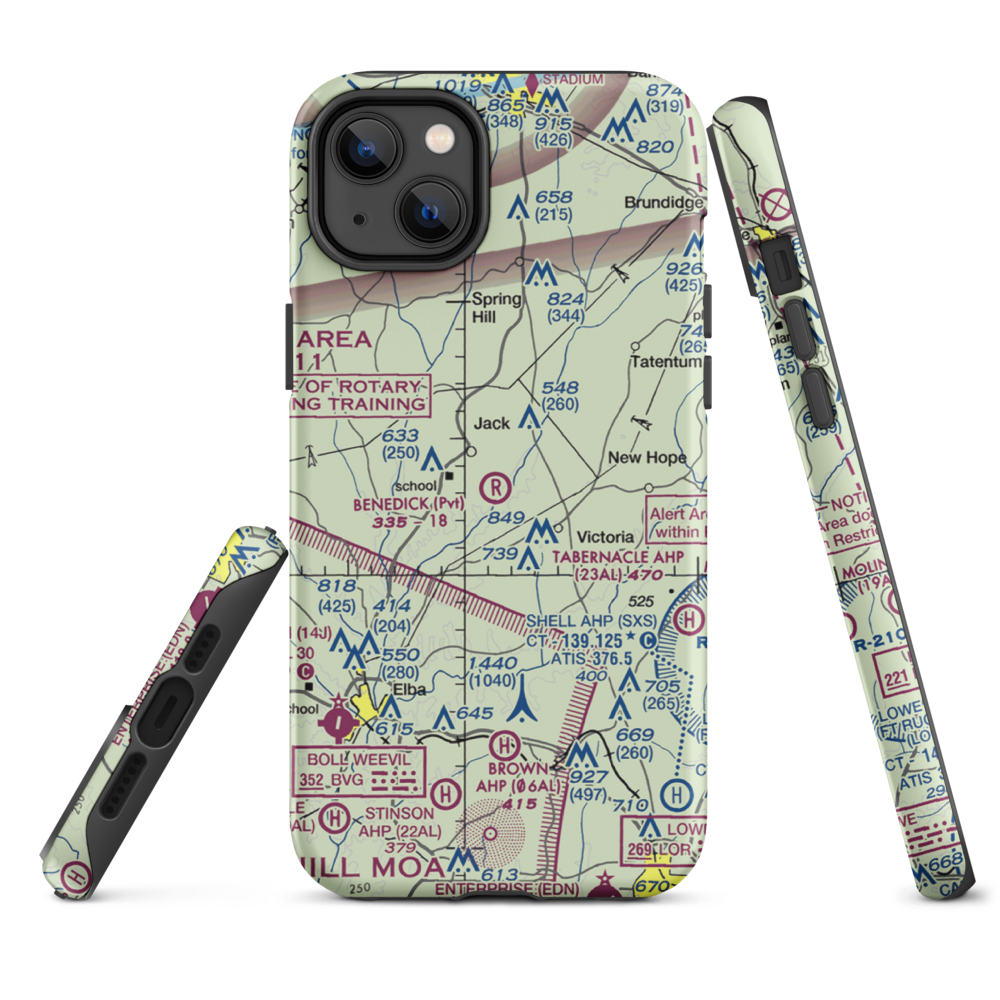 Benedick Airport (AL37) VFR Sectional  Tough iPhone Case iPhone 14 Plus model shown