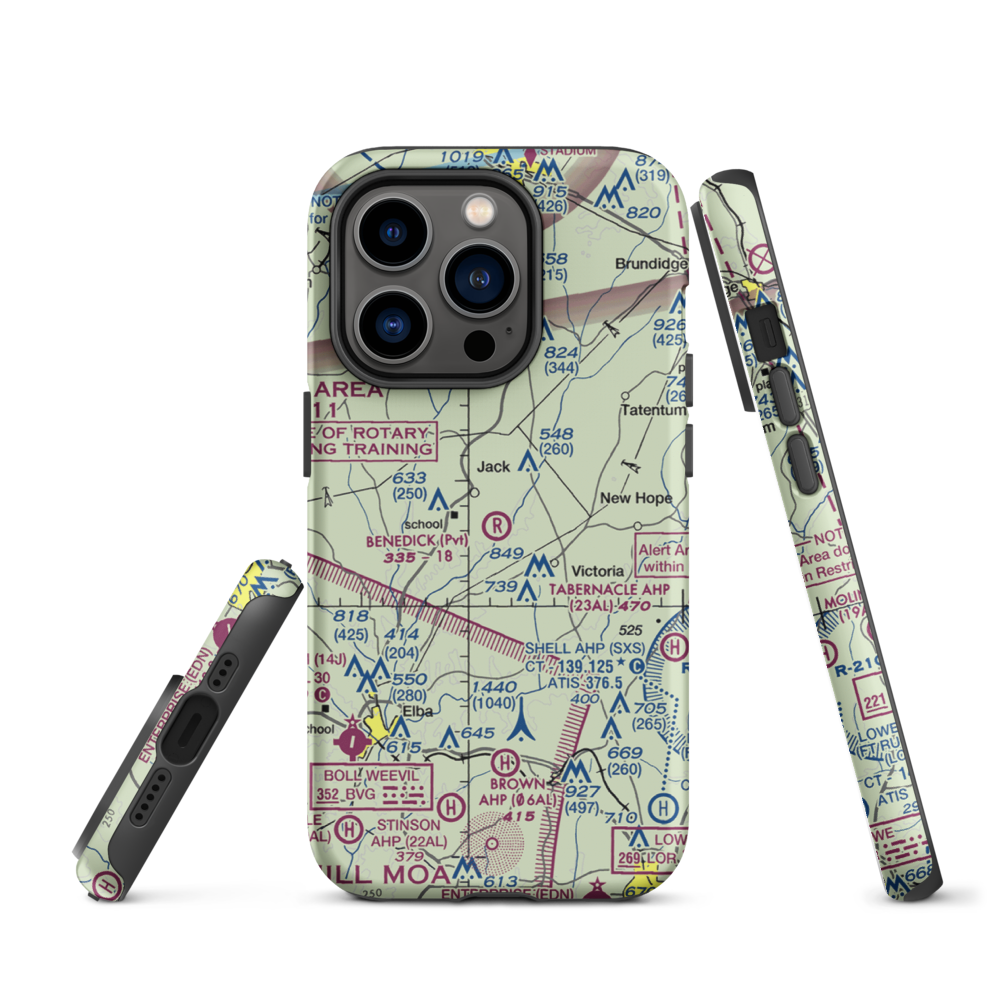 Benedick Airport (AL37) VFR Sectional  Tough iPhone Case iPhone 14 Pro model shown