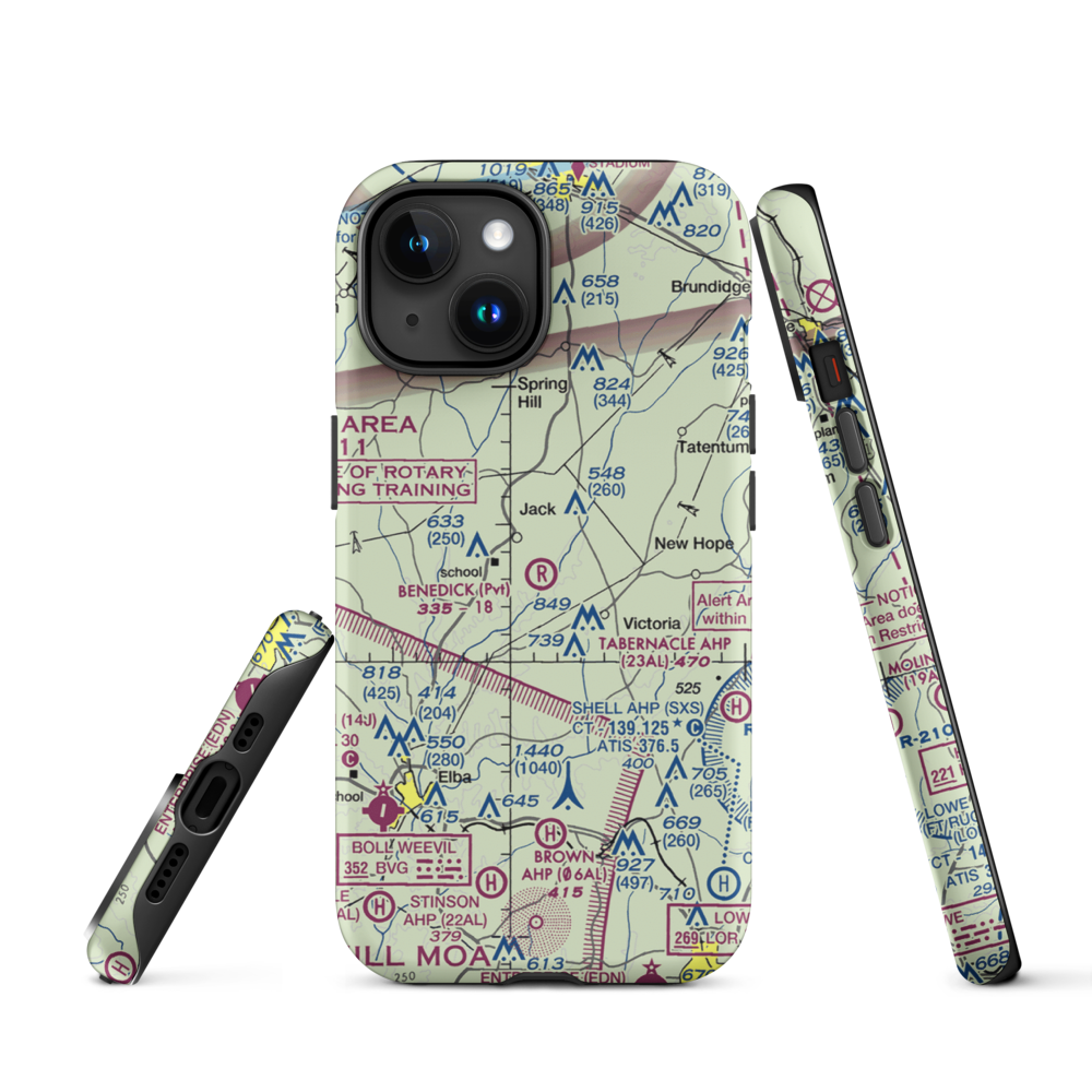 Benedick Airport (AL37) VFR Sectional  Tough iPhone Case iPhone 15 model shown