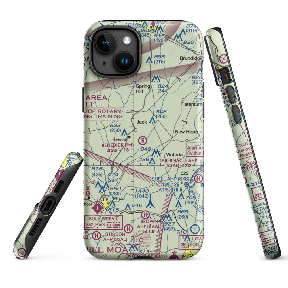 Benedick Airport (AL37) VFR Sectional  Tough iPhone Case iPhone 15 Plus model shown
