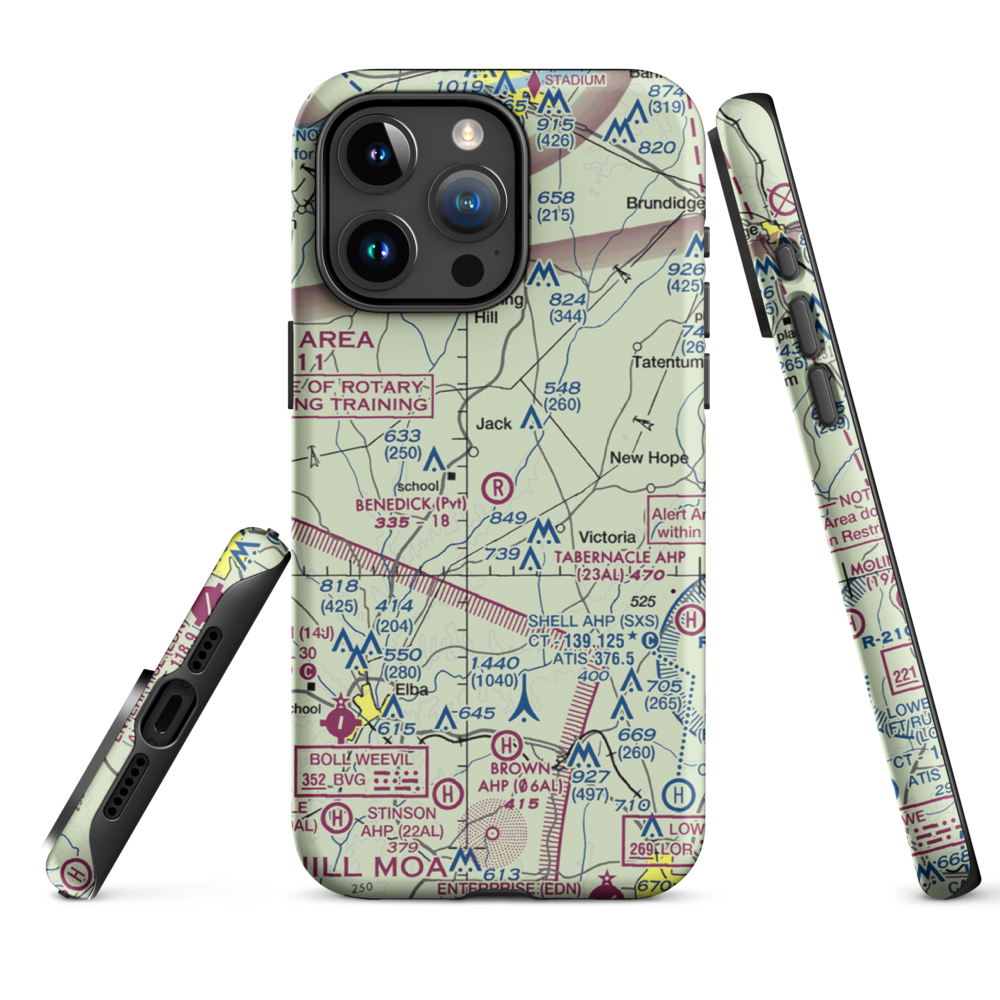 Benedick Airport (AL37) VFR Sectional  Tough iPhone Case iPhone 15 Pro Max model shown